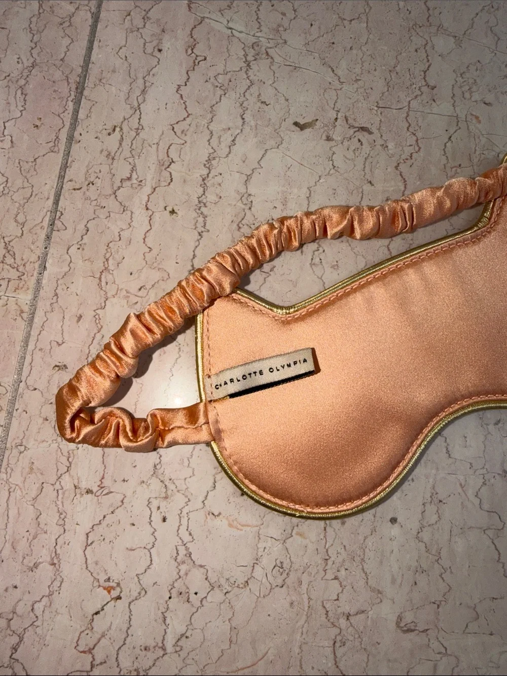 Charlotte Olympia Cat Ear Satin Sleep Mask in Peach